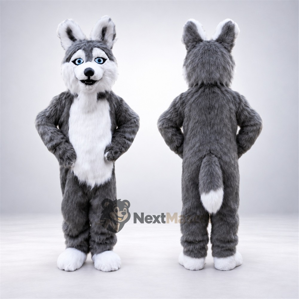 Husky Mascot Costume - Gray for Sports Days Husky Mascot Costume - Gray for Sports Days