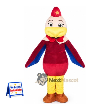 Bird Mascot Costume - Red, Blue Wings Bird Mascot Costume - Red, Blue Wings