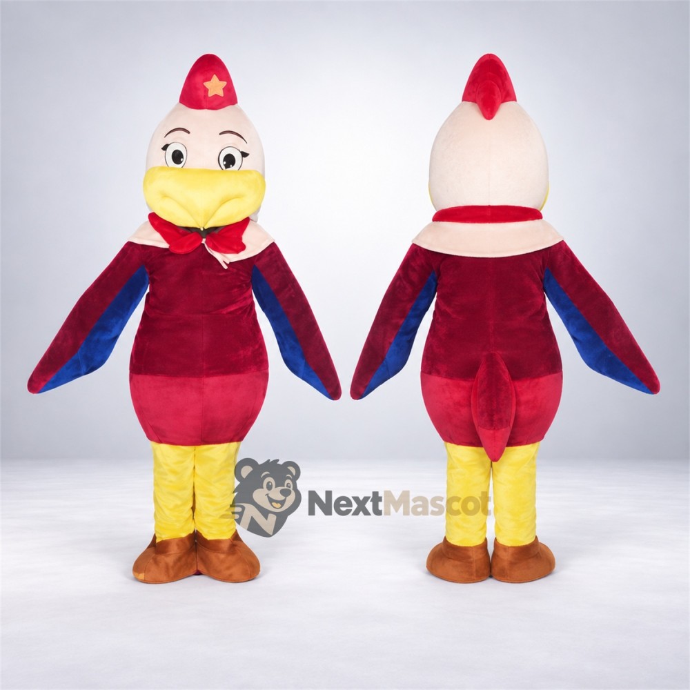 Bird Mascot Costume - Red, Blue Wings Bird Mascot Costume - Red, Blue Wings
