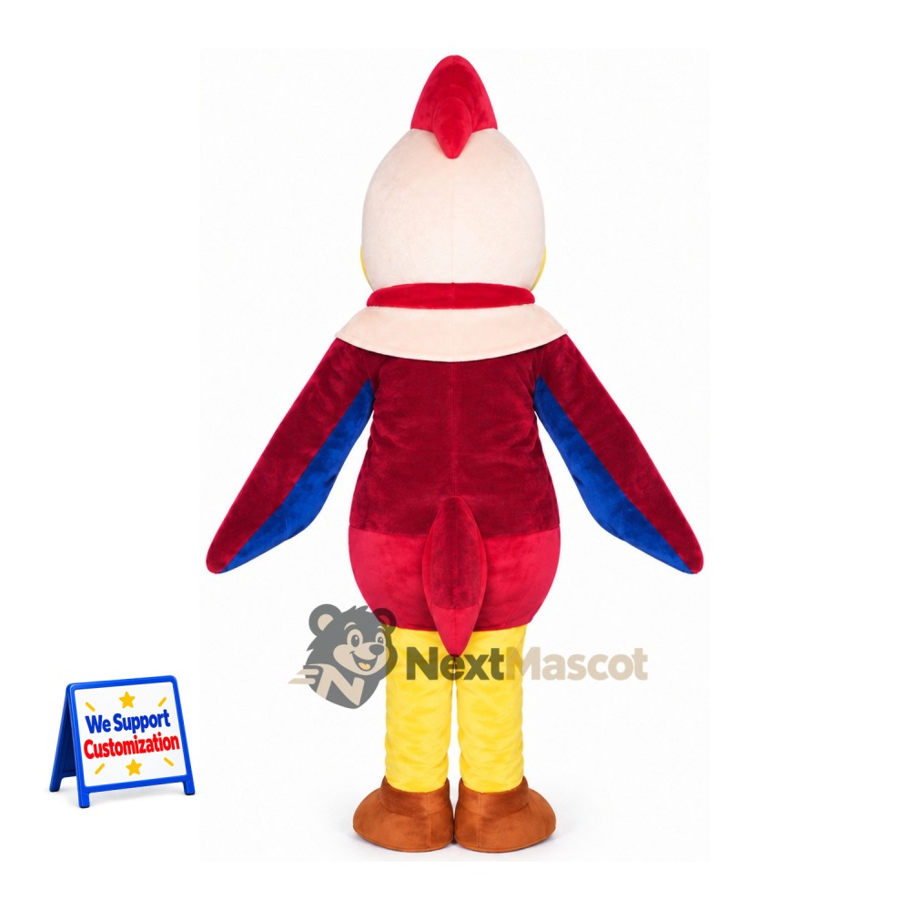 Bird Mascot Costume - Red, Blue Wings Bird Mascot Costume - Red, Blue Wings