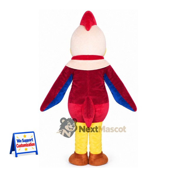 Bird Mascot Costume - Red, Blue Wings Bird Mascot Costume - Red, Blue Wings