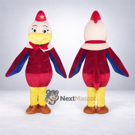 Bird Mascot Costume - Red, Blue Wings Bird Mascot Costume - Red, Blue Wings