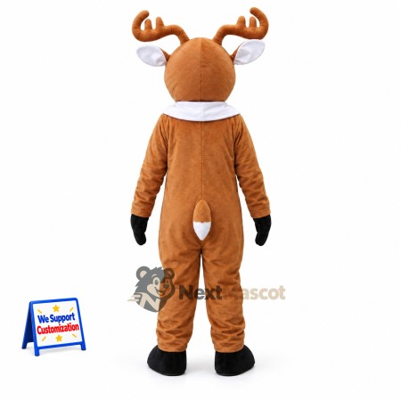 Deer Mascot Costume - Brown, White Scarf Deer Mascot Costume - Brown, White Scarf