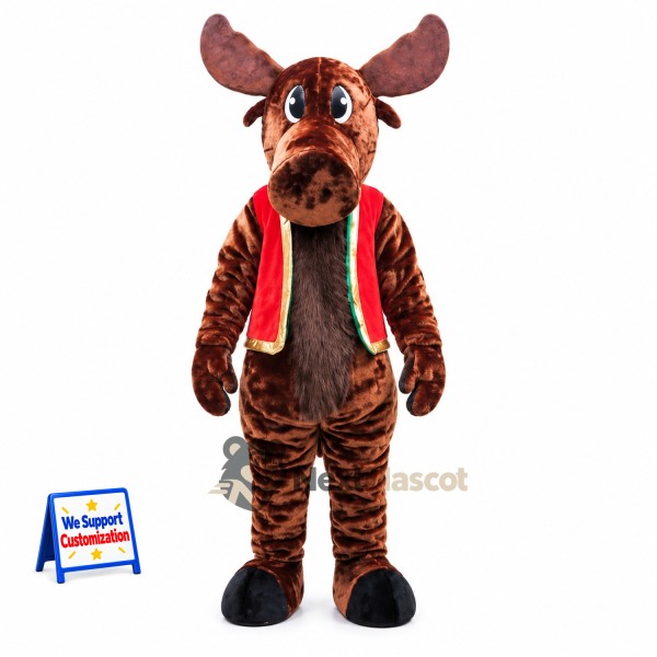 Moose Mascot Costume - Red Vest for Parades