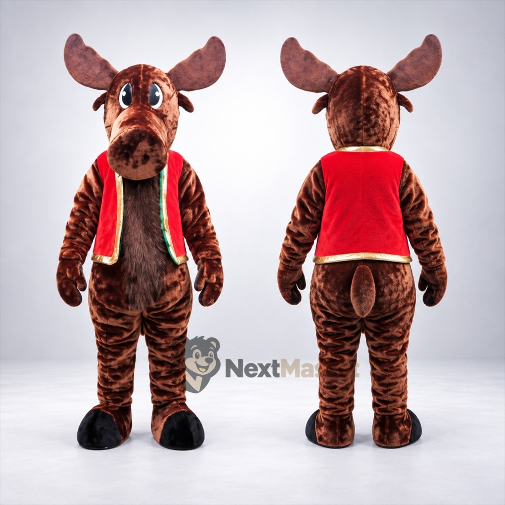 Moose Mascot Costume - Red Vest for Parades Moose Mascot Costume - Red Vest for Parades
