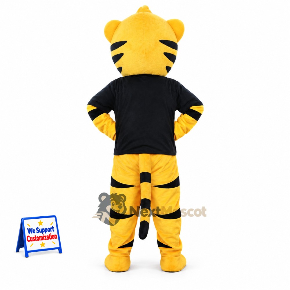 Tiger Mascot Costume - Black Shirt for Parades Tiger Mascot Costume - Black Shirt for Parades