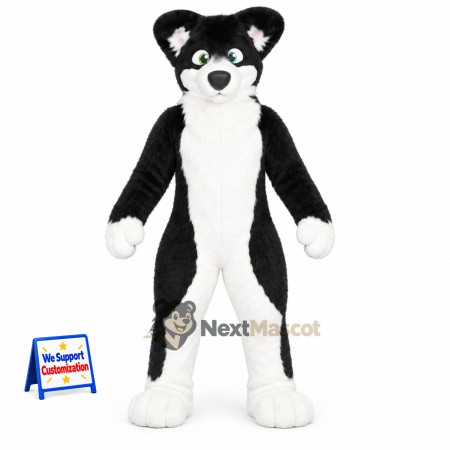 Dog Mascot Costume - Black and White for School Events Dog Mascot Costume - Black and White for School Events