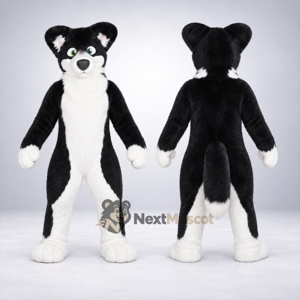 Dog Mascot Costume - Black and White for School Events Dog Mascot Costume - Black and White for School Events