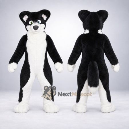 Dog Mascot Costume - Black and White for School Events Dog Mascot Costume - Black and White for School Events
