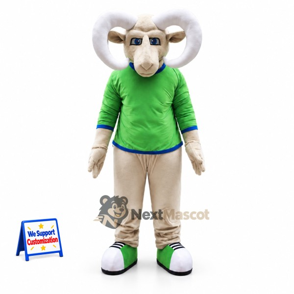 Ram Mascot Costume - Green Shirt