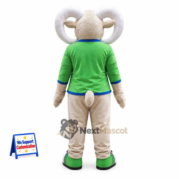 Ram Mascot Costume - Green Shirt Ram Mascot Costume - Green Shirt