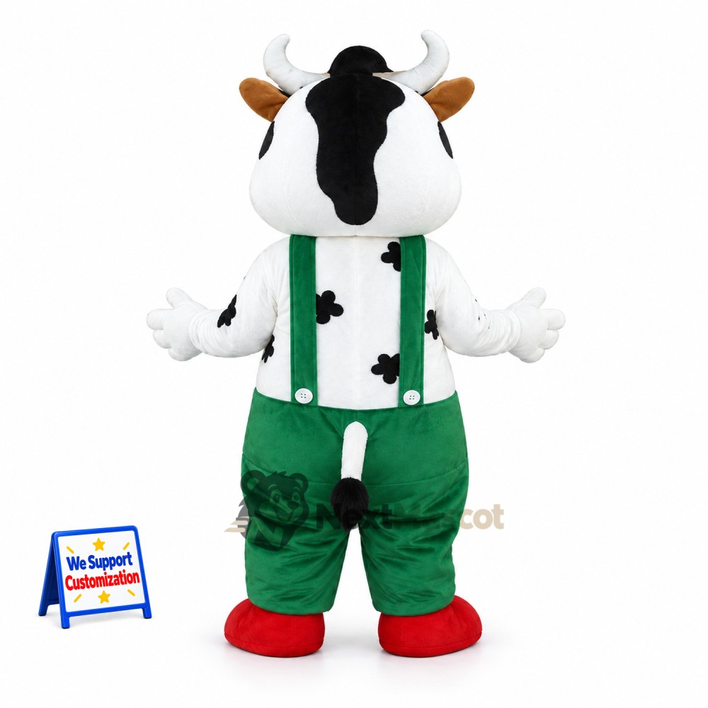 Cow Mascot Costume - Green Overalls for Parades Cow Mascot Costume - Green Overalls for Parades
