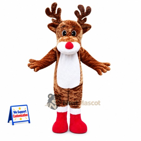 Reindeer Mascot Costume - Red Boots for Christmas Events Reindeer Mascot Costume - Red Boots for Christmas Events