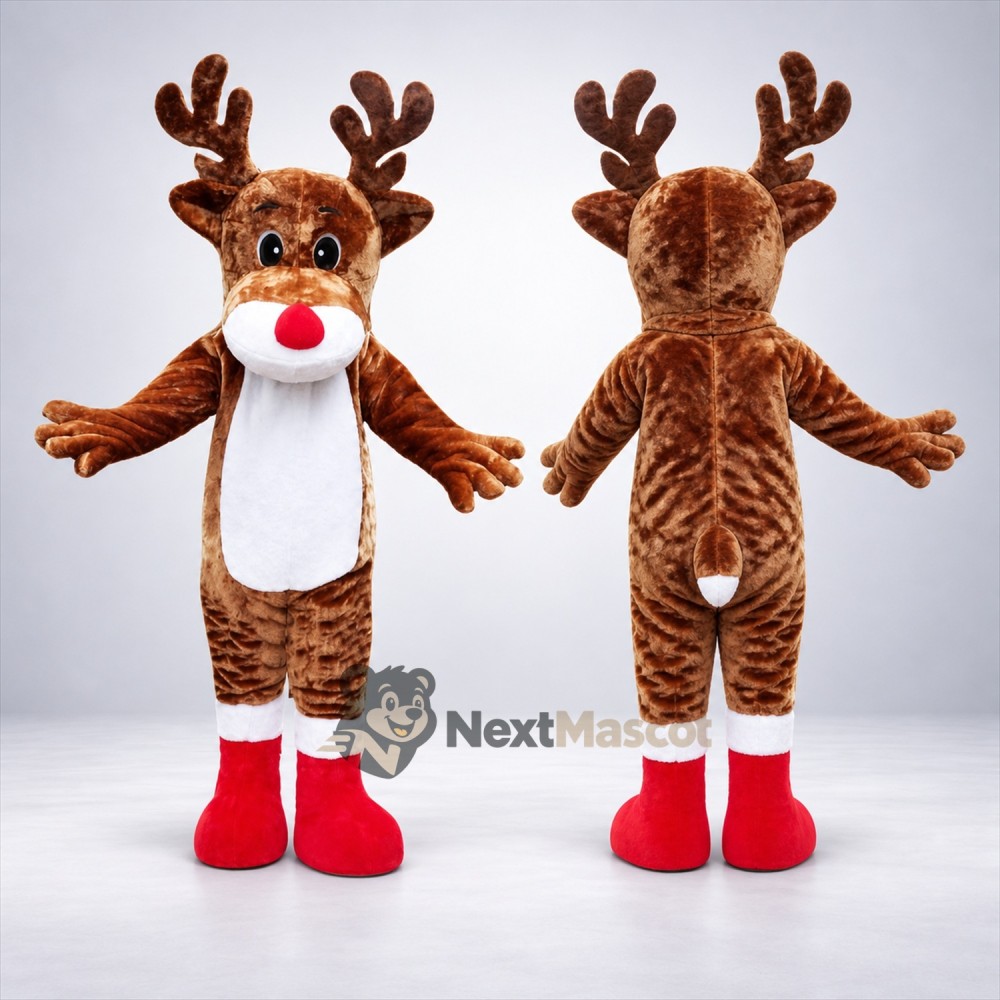 Reindeer Mascot Costume - Red Boots for Christmas Events Reindeer Mascot Costume - Red Boots for Christmas Events