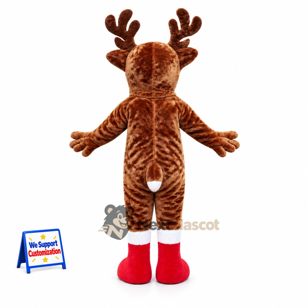 Reindeer Mascot Costume - Red Boots for Christmas Events Reindeer Mascot Costume - Red Boots for Christmas Events
