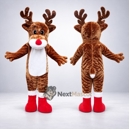 Reindeer Mascot Costume - Red Boots for Christmas Events Reindeer Mascot Costume - Red Boots for Christmas Events