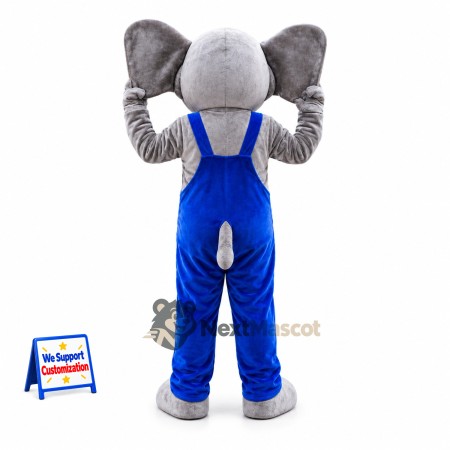 Elephant Mascot Costume - Blue Overalls Elephant Mascot Costume - Blue Overalls