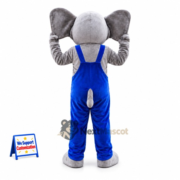 Elephant Mascot Costume - Blue Overalls Elephant Mascot Costume - Blue Overalls