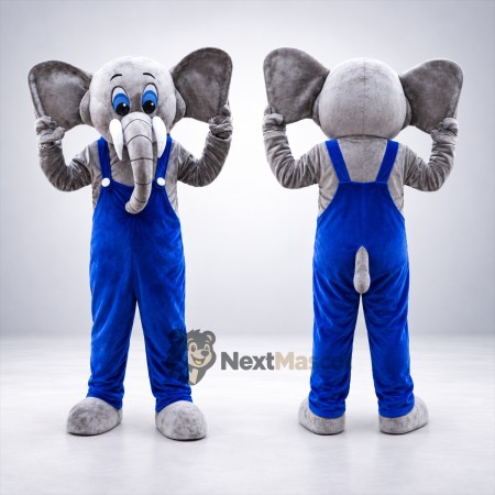 Elephant Mascot Costume - Blue Overalls Elephant Mascot Costume - Blue Overalls