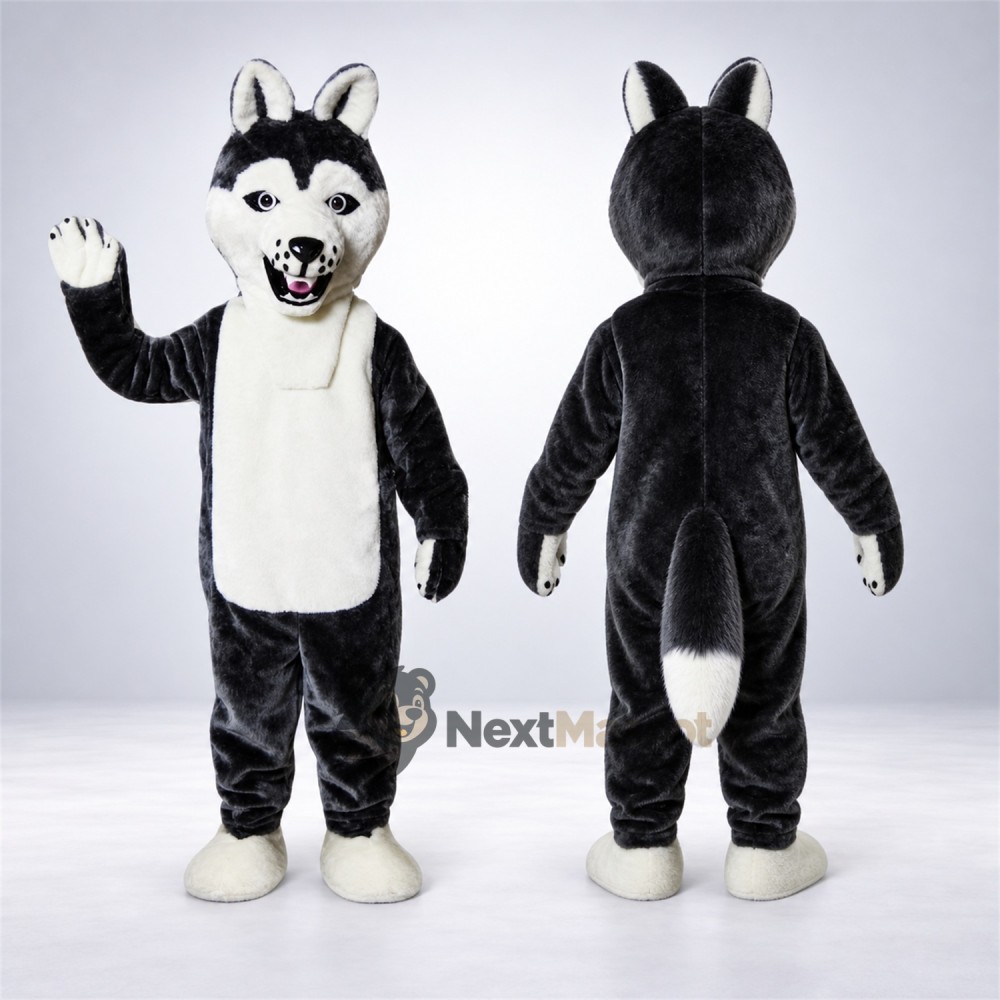 Husky Mascot Costume - Black and White for School Events Husky Mascot Costume - Black and White for School Events