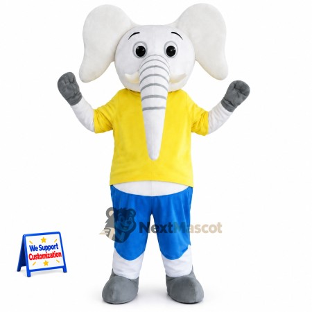 Elephant Mascot Costume - Yellow Shirt Elephant Mascot Costume - Yellow Shirt