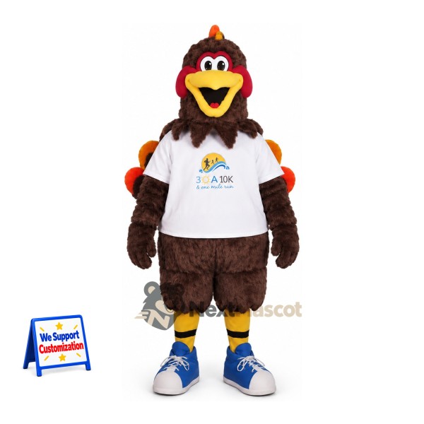Turkey Mascot Costume - White Shirt