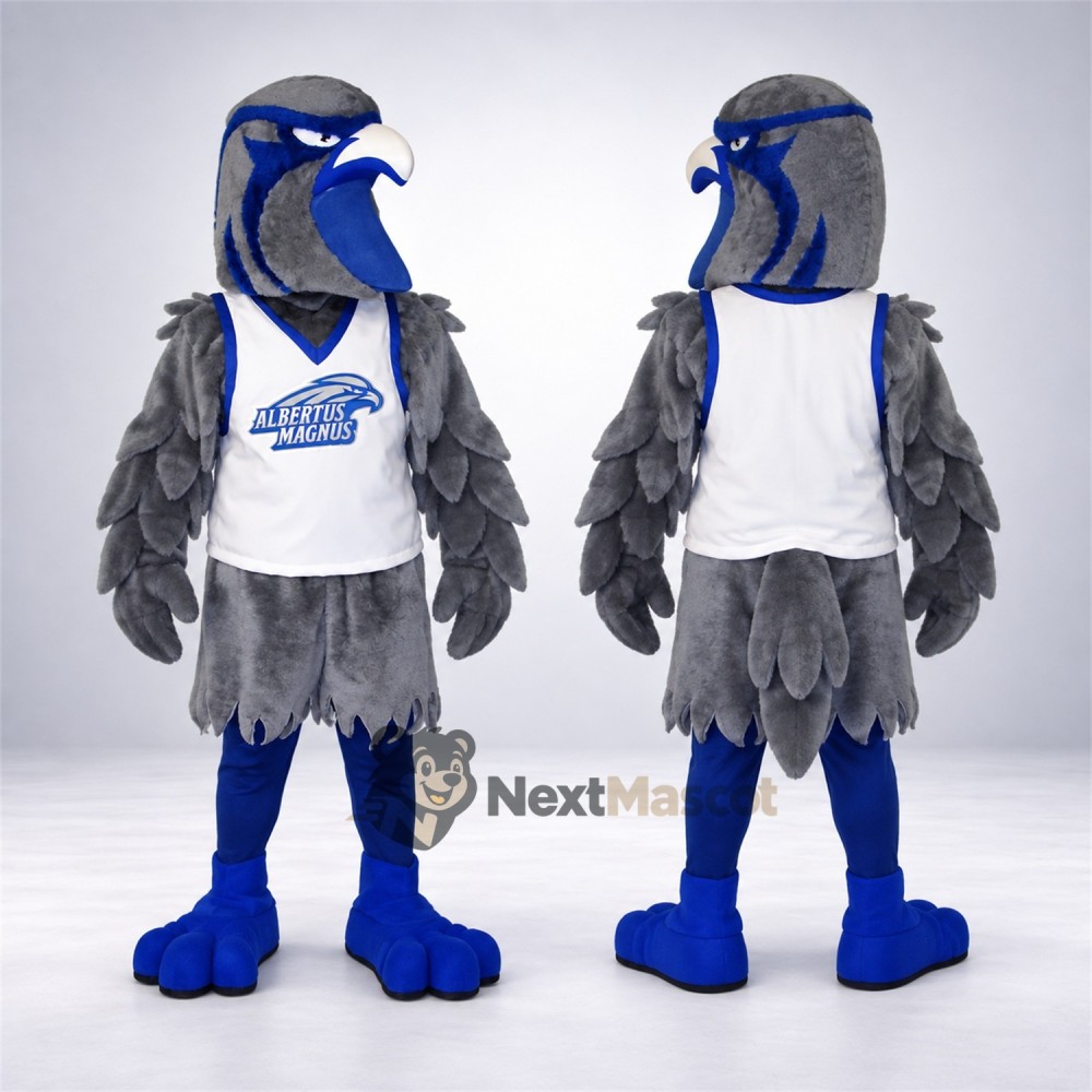 Falcon Mascot Costume - Blue and Gray, White Jersey Falcon Mascot Costume - Blue and Gray, White Jersey