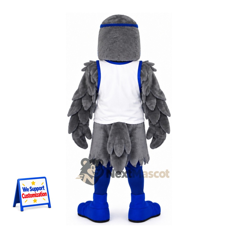 Falcon Mascot Costume - Blue and Gray, White Jersey Falcon Mascot Costume - Blue and Gray, White Jersey