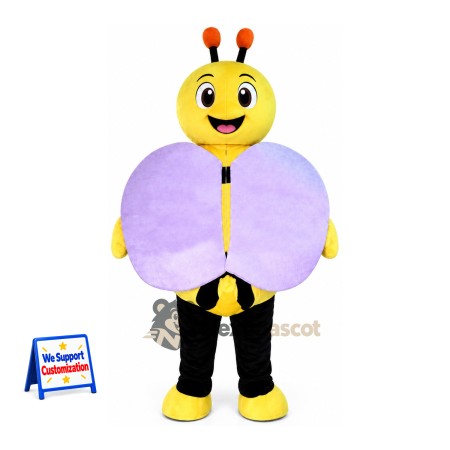 Bee Mascot Costume - Purple Wings and Yellow Legs Bee Mascot Costume - Purple Wings and Yellow Legs