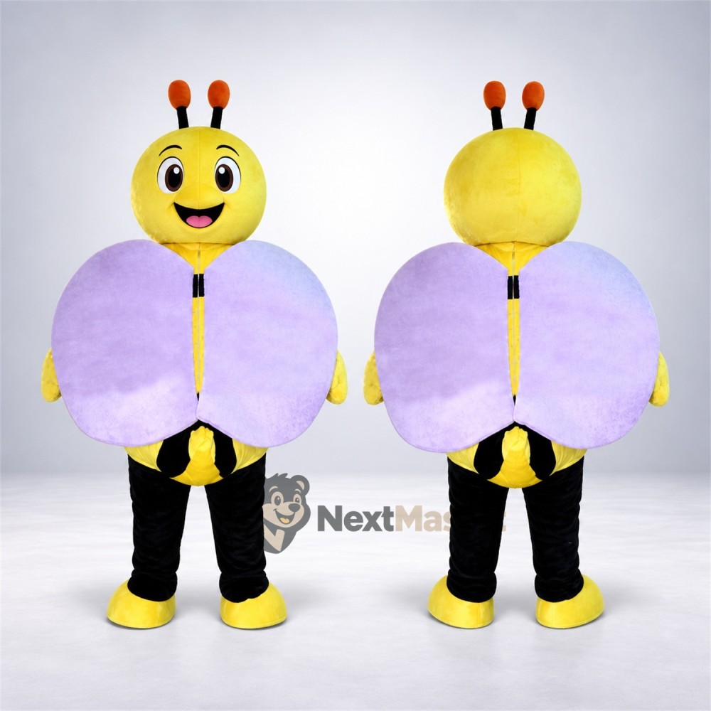 Bee Mascot Costume - Purple Wings and Yellow Legs Bee Mascot Costume - Purple Wings and Yellow Legs