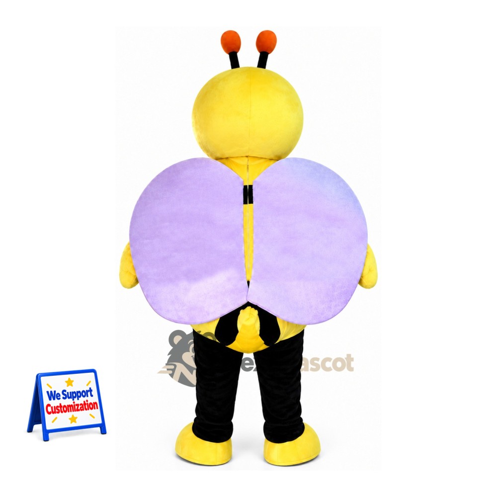 Bee Mascot Costume - Purple Wings and Yellow Legs Bee Mascot Costume - Purple Wings and Yellow Legs