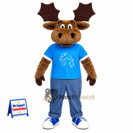 Moose Mascot Costume - Blue Shirt for Parades Moose Mascot Costume - Blue Shirt for Parades