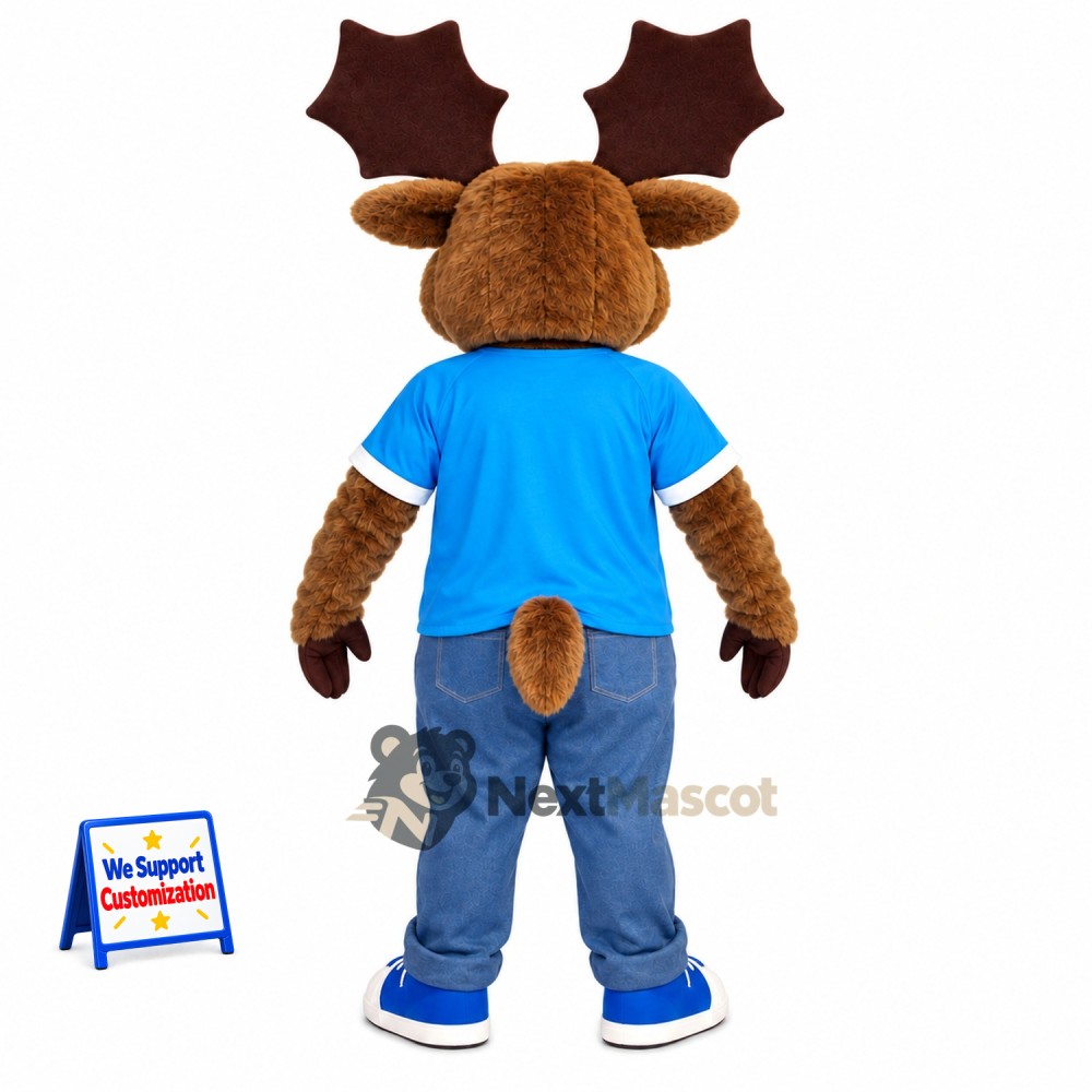 Moose Mascot Costume - Blue Shirt for Parades Moose Mascot Costume - Blue Shirt for Parades