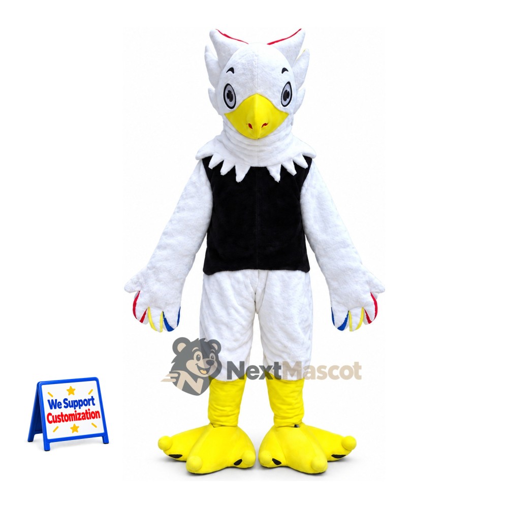 Bird Mascot Costume - White, Black Shirt Bird Mascot Costume - White, Black Shirt