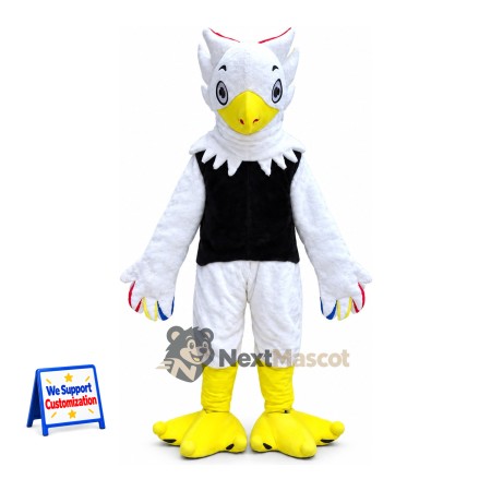Bird Mascot Costume - White, Black Shirt Bird Mascot Costume - White, Black Shirt