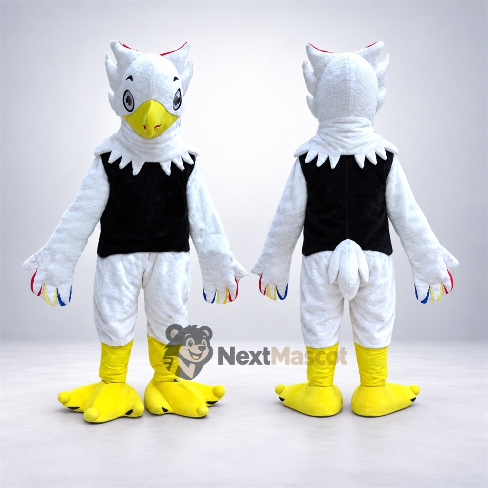 Bird Mascot Costume - White, Black Shirt Bird Mascot Costume - White, Black Shirt