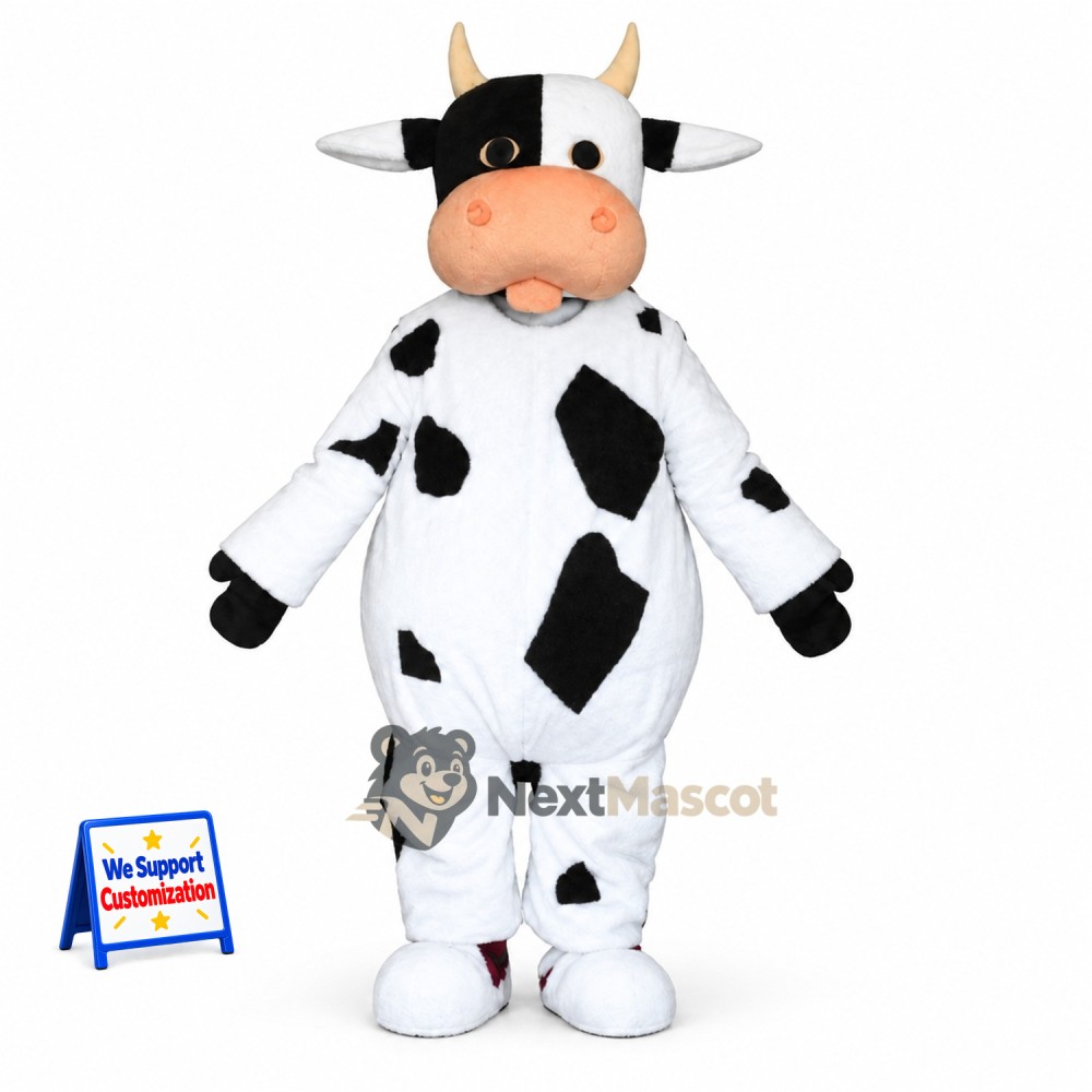 Cow Mascot Costume - Spotted for Grand Openings Cow Mascot Costume - Spotted for Grand Openings