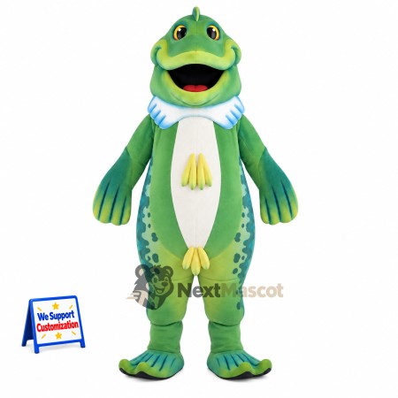 Fish Mascot Costume - Green, Blue Fins Fish Mascot Costume - Green, Blue Fins