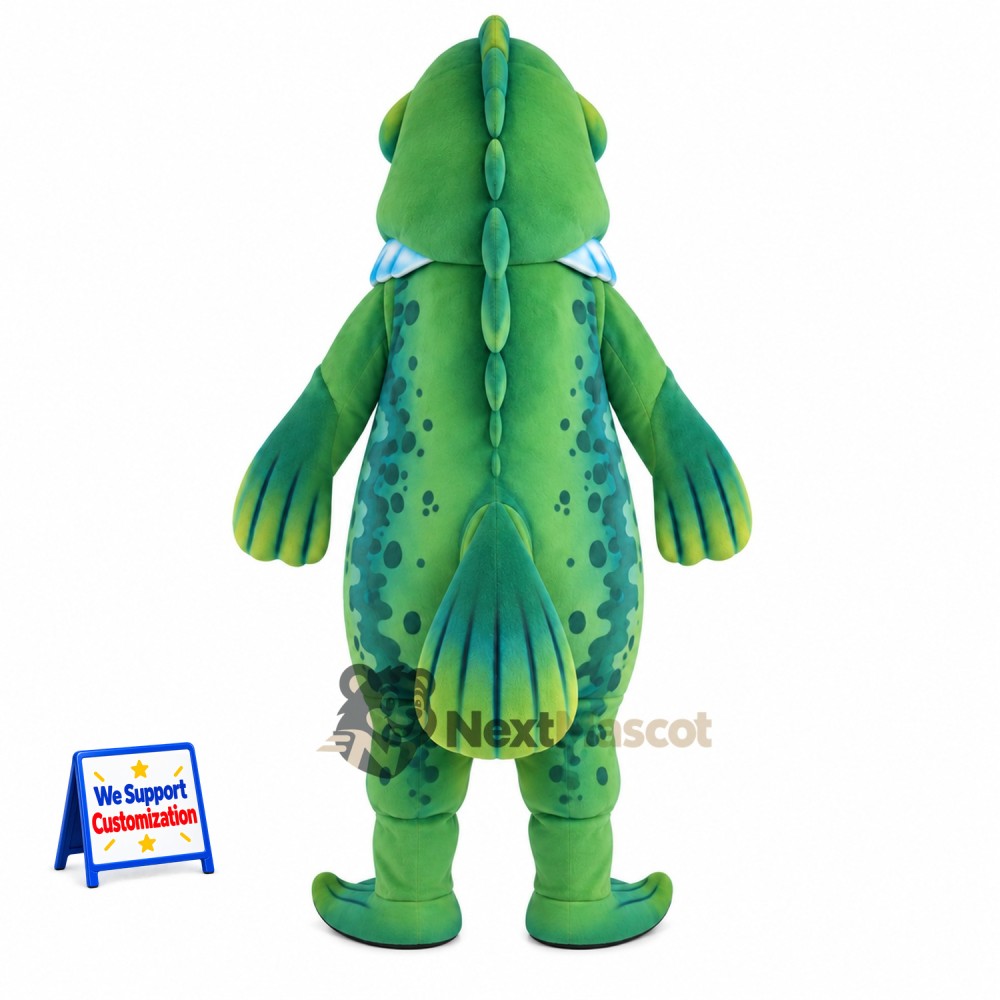 Fish Mascot Costume - Green, Blue Fins Fish Mascot Costume - Green, Blue Fins