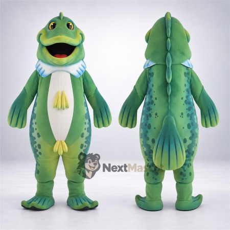 Fish Mascot Costume - Green, Blue Fins Fish Mascot Costume - Green, Blue Fins