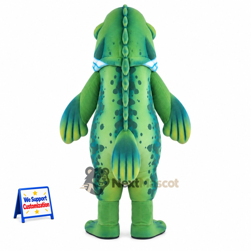 Fish Mascot Costume - Green, Yellow Belly Fins Fish Mascot Costume - Green, Yellow Belly Fins