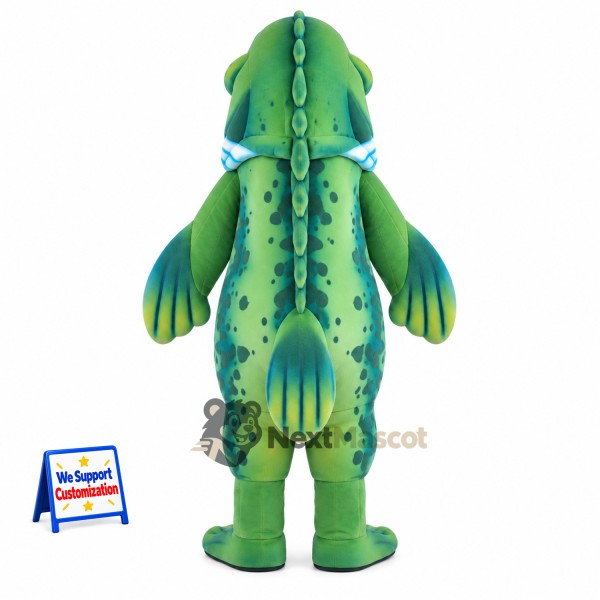 Fish Mascot Costume - Green, Yellow Belly Fins Fish Mascot Costume - Green, Yellow Belly Fins