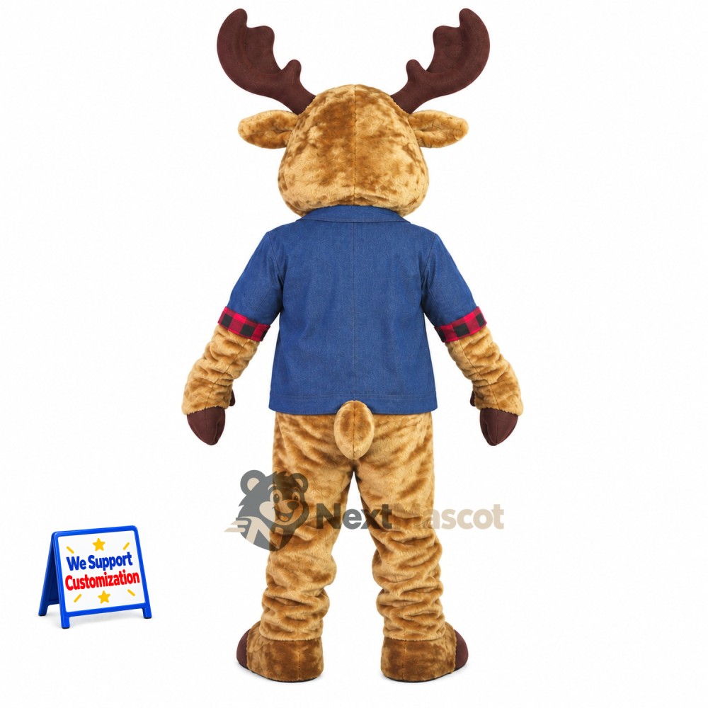 Moose Mascot Costume - Plaid Shirt