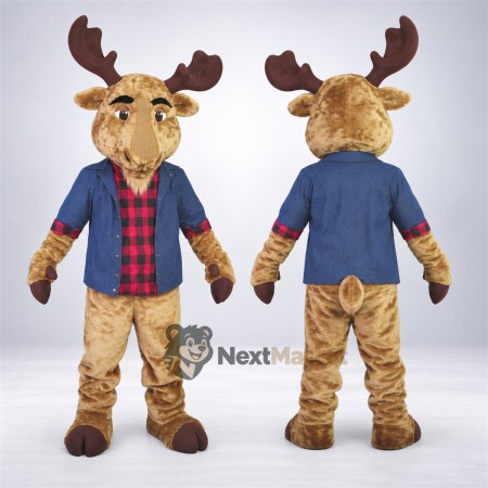 Moose Mascot Costume - Plaid Shirt