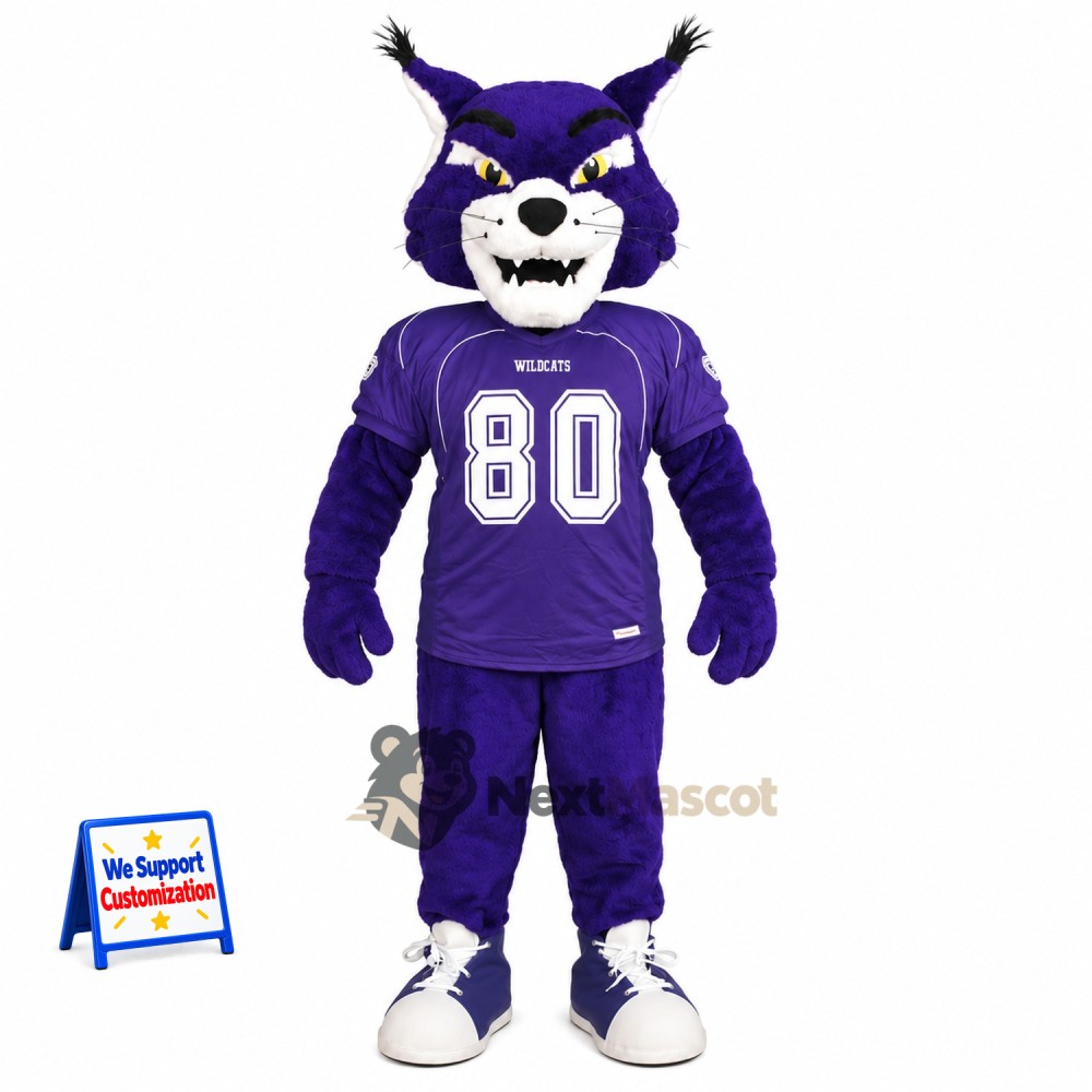 Wildcat Mascot Costume - Purple, Football Uniform Wildcat Mascot Costume - Purple, Football Uniform
