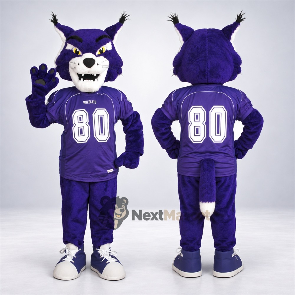 Wildcat Mascot Costume - Purple, Football Uniform Wildcat Mascot Costume - Purple, Football Uniform
