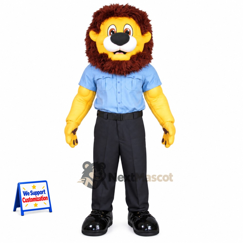 Lion Mascot Costume - Blue Shirt Lion Mascot Costume - Blue Shirt