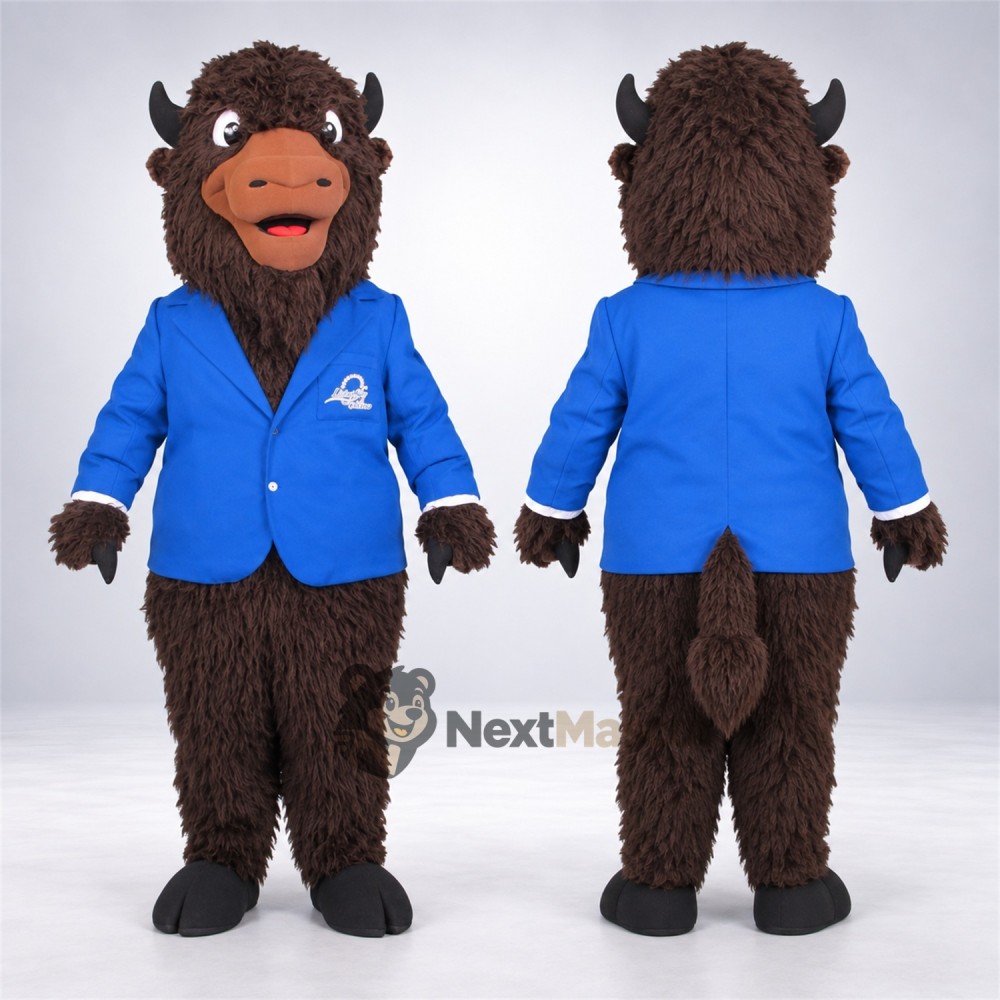 Buffalo Mascot Costume - Blue Jacket Buffalo Mascot Costume - Blue Jacket