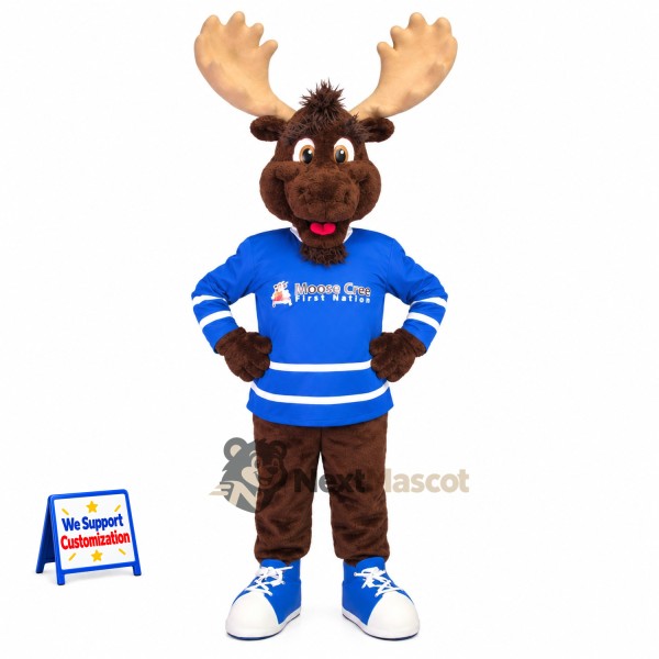 Moose Mascot Costume - Blue Jersey