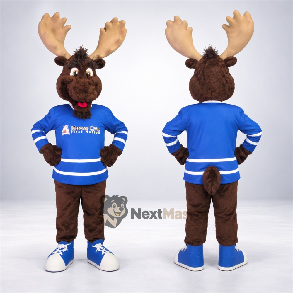 Moose Mascot Costume - Blue Jersey